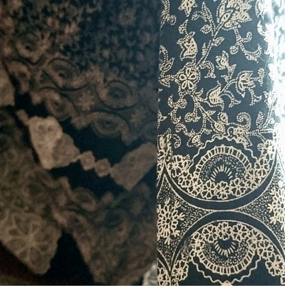 L 1970s 2pce 100% rayon Geo-print lace print maxidress outfit back tie - Picture 8 of 10